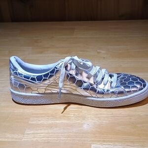 Puma Basketball Classic Metallic Silver Sneakers